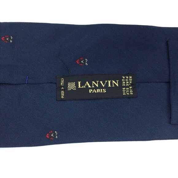 Lanvin Paris Men's Tie 100% Silk Made In Italy Blue Elegant Luxury Necktie 56" - Picture 3 of 8